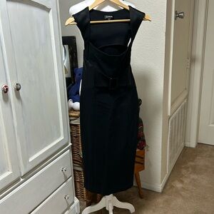COPY - Bebe Black Pencil dress with Faux front belt buckle Sz M